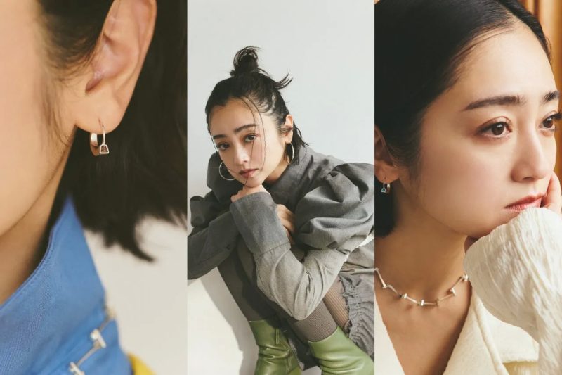 コラボレーションアイテムを身につけた3人の女性