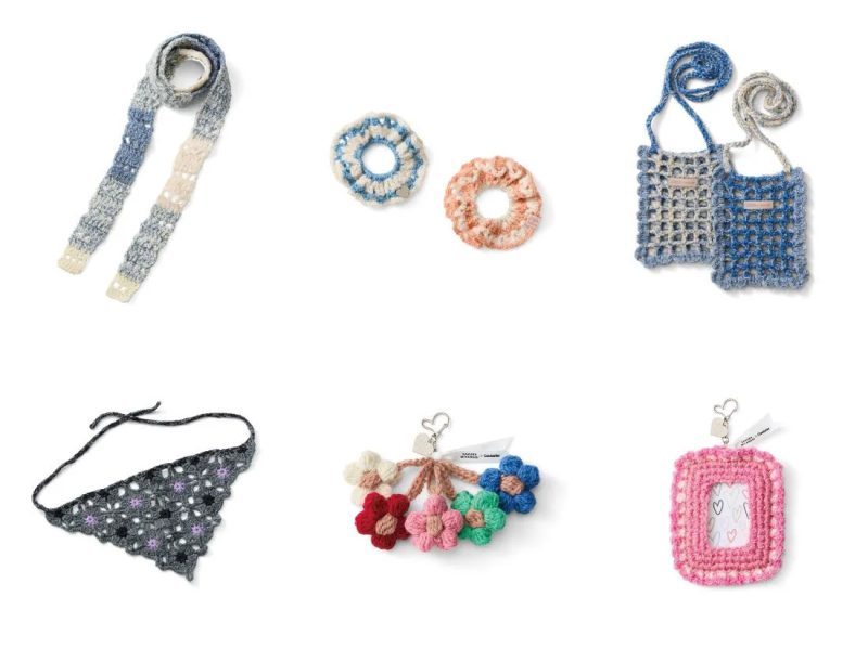 かぎ針編みで作られた様々なアクセサリー