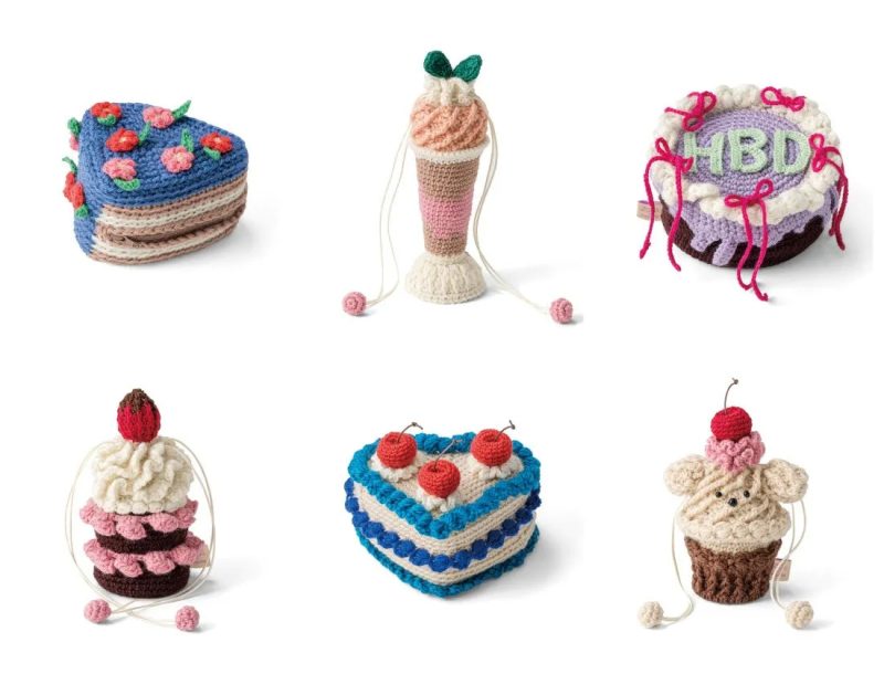 手編みのケーキやデザートのおもちゃ